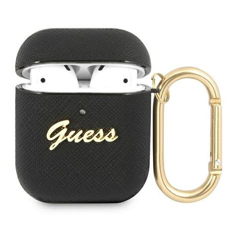 Etui Guess Gua2Sasmk Apple Airpods Cover Czarny Black Saffiano Script