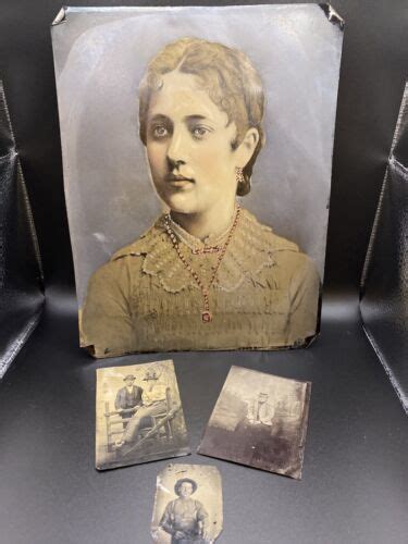 4 Antique Tin Type Portrait Photos | #4625201350