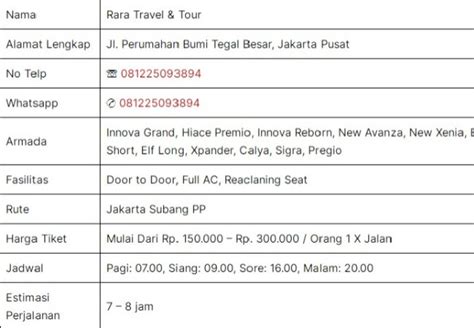 Travel Jakarta Subang Harga K No Door To Door