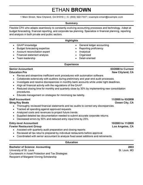 Best Accountant Resume Example Livecareer