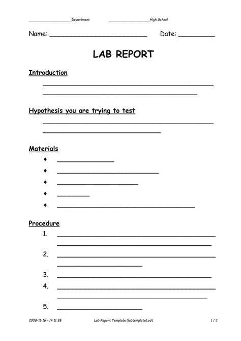 Lab Report Format Example