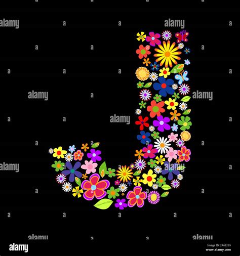 Vector Flower Font Letter J Stock Vector Image Art Alamy