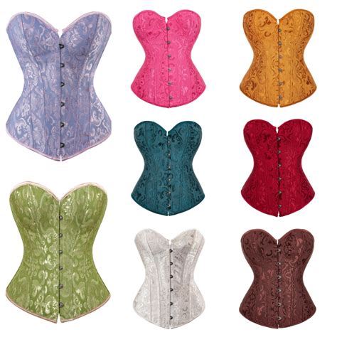 Corset Top Women Brocade Floral Lace Up Bustier Overbust Lingerie Gothic Steampunk Vintage