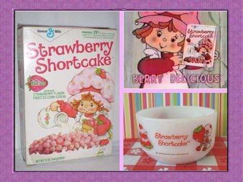 The Strawberry Shortcake Cereal Bowl Is Next To Its Box And It S Contents