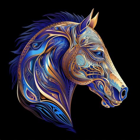 Premium Ai Image A Close Up Of A Horses Head With A Blue And Gold