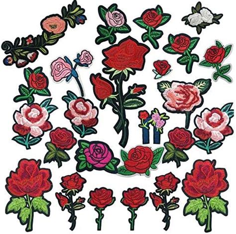 Broderie Patch Thermocollant Woohome Pcs Fleurs De Rose Repasser