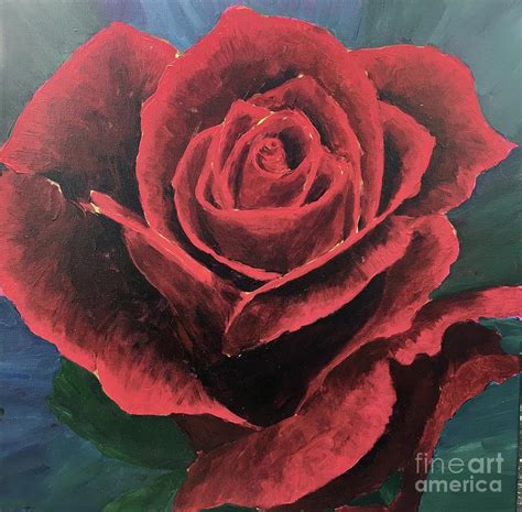 Big Red Rose Painting by Evie Walberg - Pixels