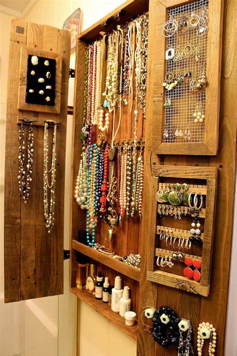 Necklace Holder And Earring Organizer Jewelry Armoire Wall Etsy