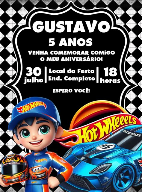 Convite Anivers Rio Hot Wheels Anivers Rio Hot Wheels Aniversario Festa Hot Wheels