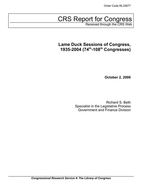 Lame Duck Sessions Of Congress 1935 2004 74th