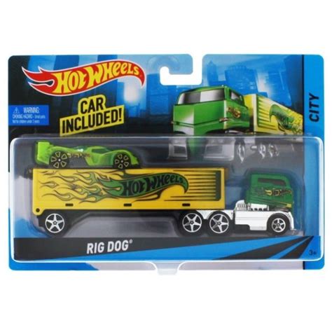 Hot Wheels kamion Rig Dog kisautóval Gyerekajándék