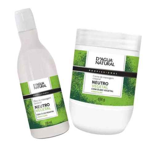 Kit Creme Massagem E Óleo Vegetal Neutro Vegano Dágua Natural Dagua