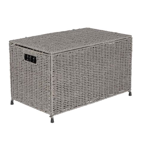 Household Essentials Gray Hand Woven Paper Rope Decorative Box Storage