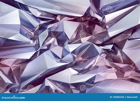 3d Render, Abstract Shiny Silver Polygonal Faceted Background, Crystal ...