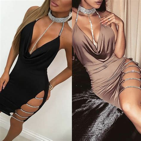 Womens Sleeveless Bandage Bodycon Evening Party Cocktail Club Short Mini Dress Ebay