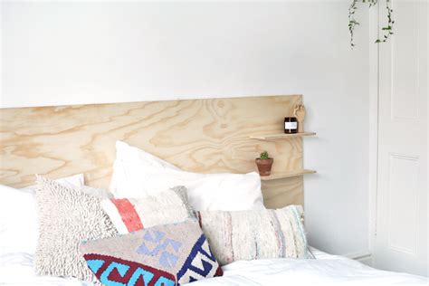 Easy To Make Modern Plywood Headboard With Built In Shelves Hunker