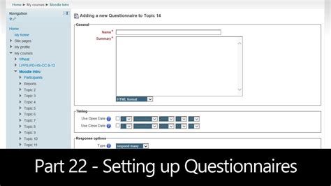 Part Setting Up A Questionnaire Moodle How To Youtube