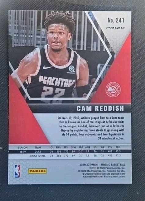 2020 21 Mosaic Cam Reddish Rookie Red Blue Reactive Prizm RC Atlanta