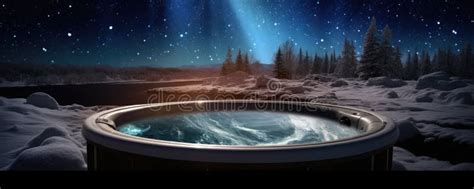 Luxury Hot Tub Outdoor In Snowy Winter Landscape AI Generated Stock Photo Image Of Starry
