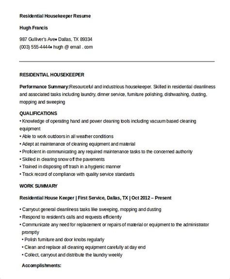 Housekeeping Manager Resume