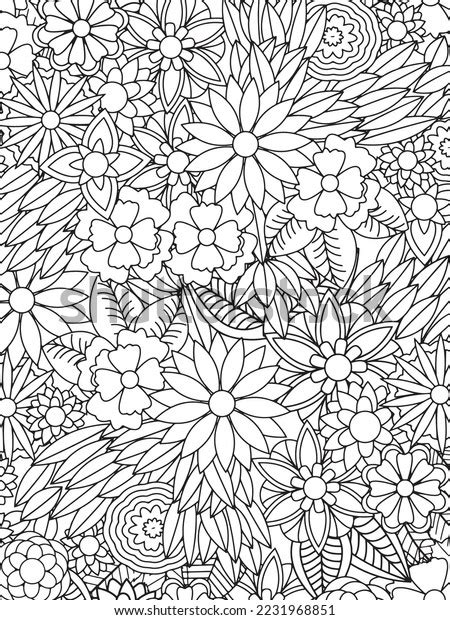 Floral Adult Coloring Page Vector Art Stock Vector (Royalty Free ...