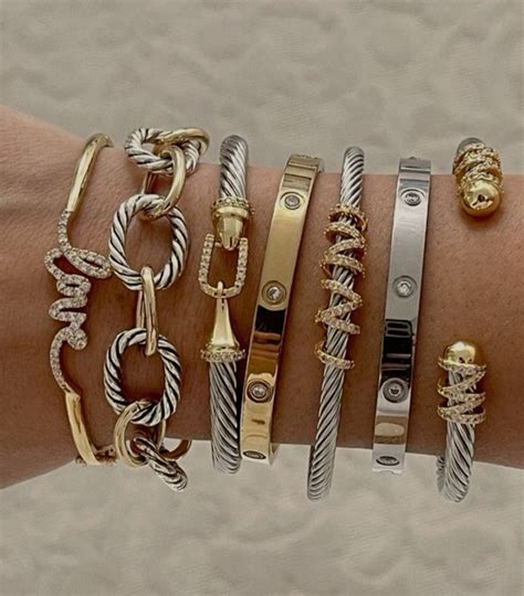 Silver And Gold Bracelet Stacks Nel Bracciali Braccialetti