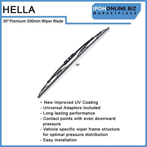 Hella 20 Inch 500mm Wiper Blade Premium 9XW 177 935 201 For BMW Fiat