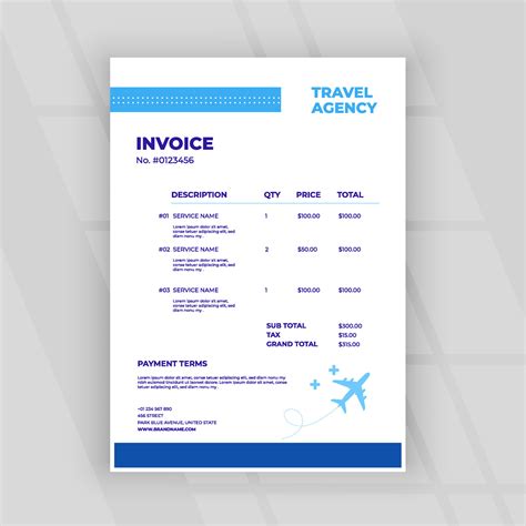 Travel Agency Invoice Template Vector Art At Vecteezy