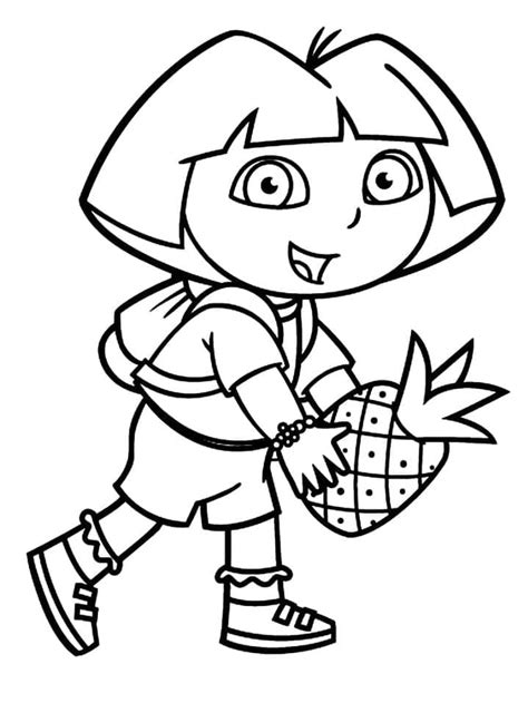 Coloriage Dora et Ananas télécharger et imprimer gratuit sur