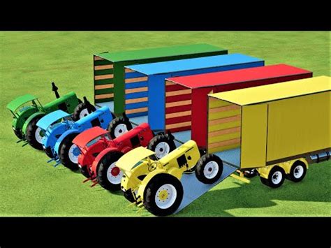 TRANSPORT OF COLORS TRANSPORTING MINI TRACTORS WITH COLORED TRUCKS