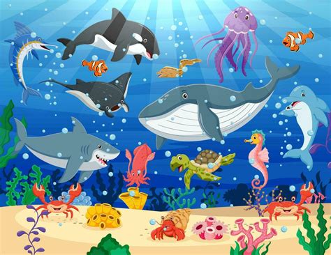 Underwater world life cartoon. Tropical fish cartoon with beautiful ...