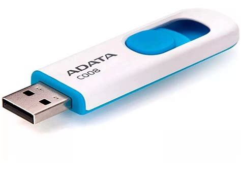 MEMORIA ADATA 16GB USB 2 0 C008 RETRACTIL COLOR BLANCO AZUL