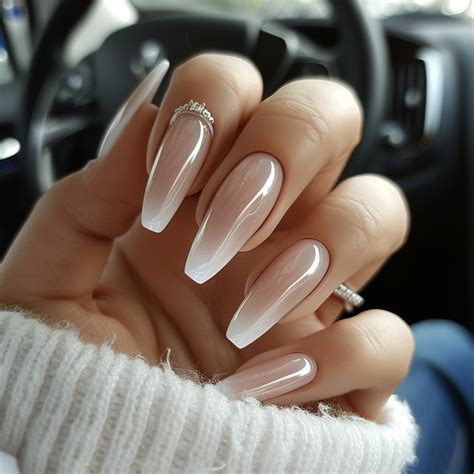 Long Nude Ombre Acrylic Gel Nails For The Perfect Summer Look In 2024 White Tip Acrylic Nails