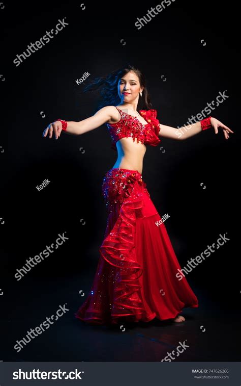 Dancer Brunette Girl Long Hair Red Stock Photo Shutterstock