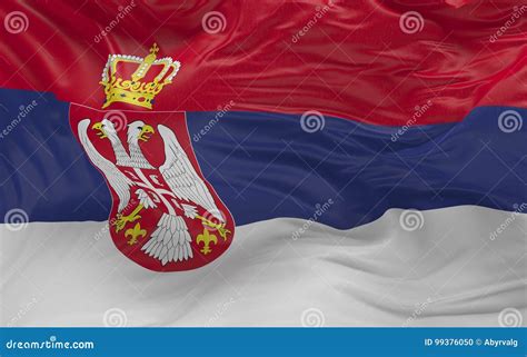 Flag Of The Serbia Waving In The Wind 3d Render Stock Illustration Illustration Of Insignia