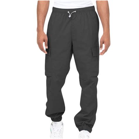 Safuny Cargo Pants For Men Elastic Waist Solid Color Comfy Lounge