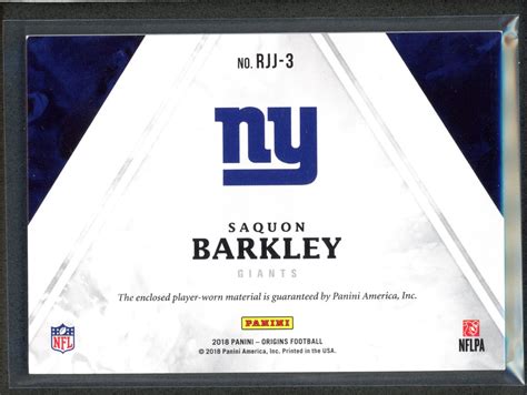 2018 Panini Origins Jumbo Jerseys ORANGE 99 Saquon Barkley RJJ 3