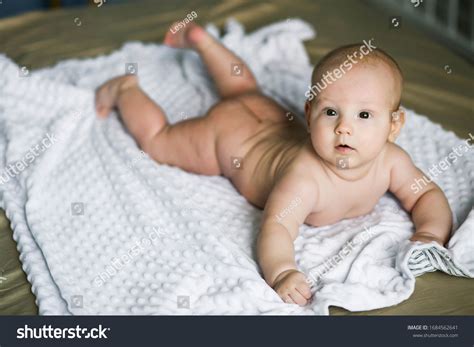 Cute Naked Baby Lies On His Stock Photo Shutterstock