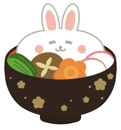 餅がうさぎになった雑煮のイラスト Onwaイラスト