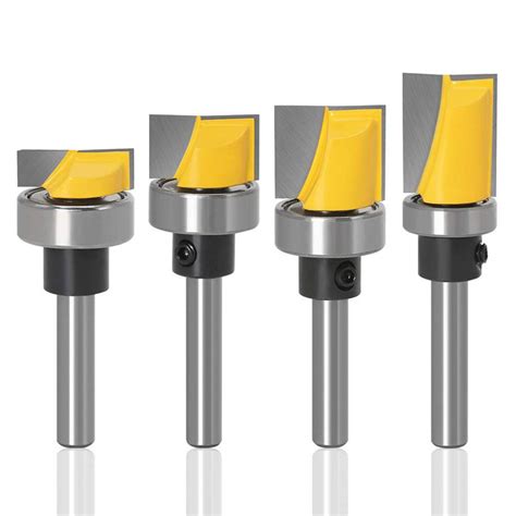 Mesee 4 Pieces Flush Trim Hinge Mortising Template Router Bits Set With