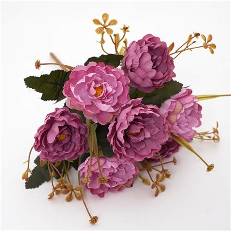 Wefuesd Artificial Flower 7 Heads Faux Silk Peony Flower Bouquet Plants