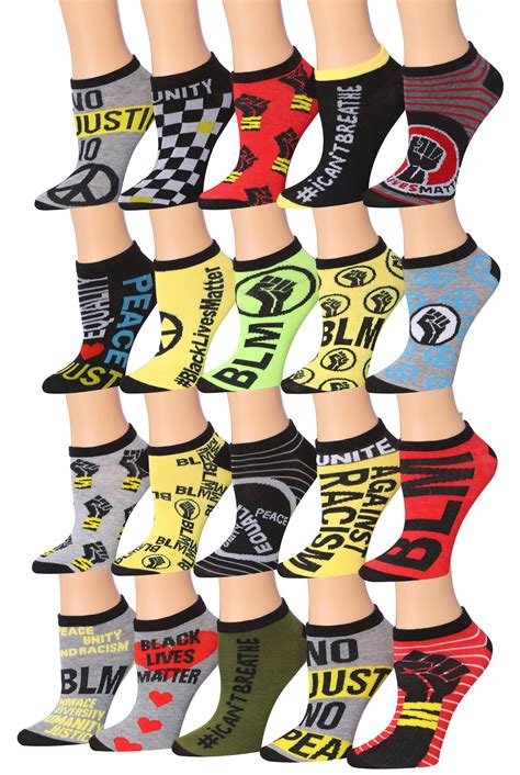 Tipi Toe Womens 20 Pairs Colorful Patterned Low Cutno Show Socks Ns190