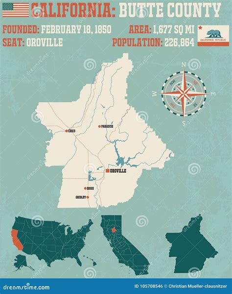 California - Butte County Map Vector Illustration | CartoonDealer.com ...