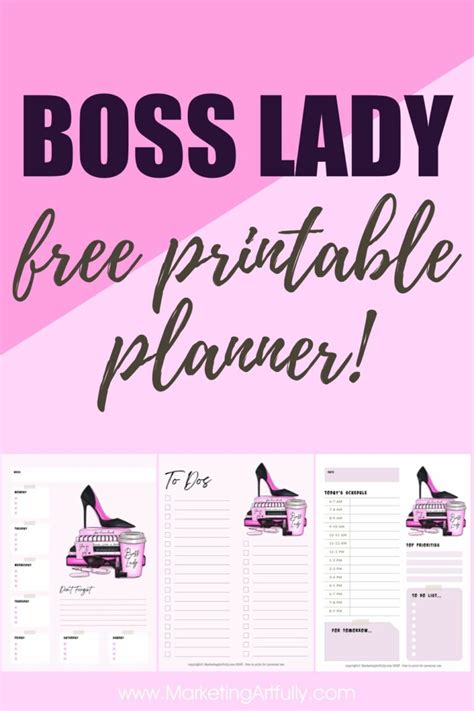 Boss Lady Free Printable Motivational Planner Marketing Artfully