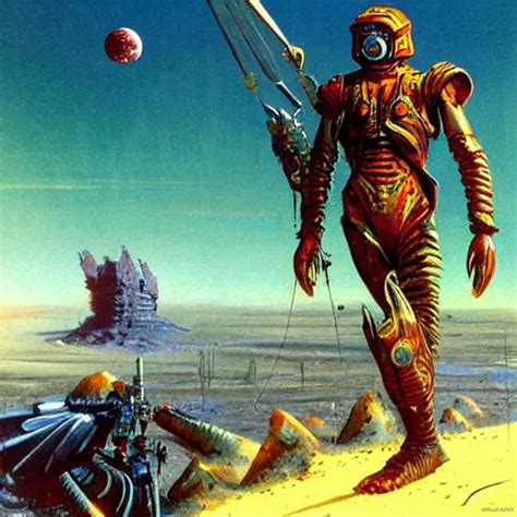 Sardaukar Warrior On Mars Vintage Sci Fi Art By Stable Diffusion