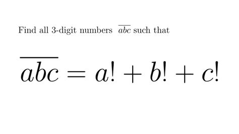 Solving An Equation On Factorials Of Digits Moscow Mathematical Olympiad 1940 Youtube