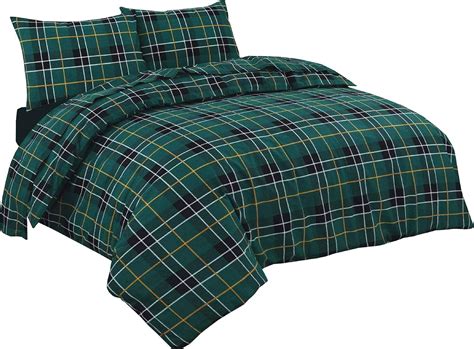 Cosy King Square Green Soft Thermal Tartan Flannelette Duvet Cover