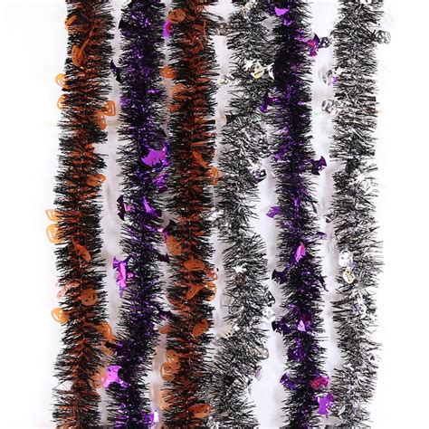 Ft Halloween Tinsel Garland Black Orange And Purple Shiny Garland