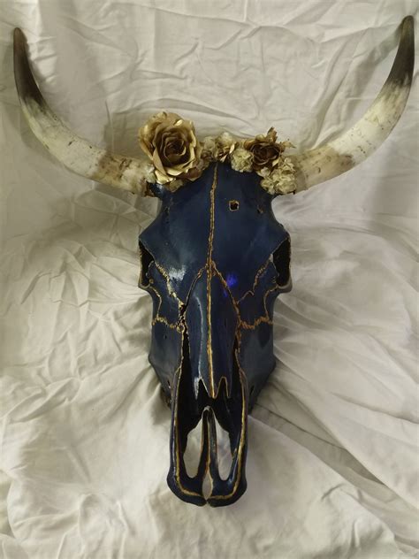 Decorated Cow Skull Etsy