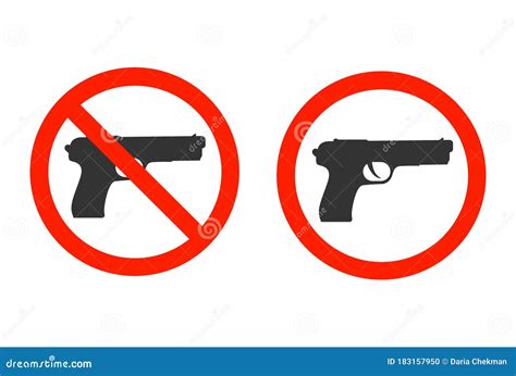 No Weapon No Gun Stop Symbol Icon Or No Firearm Isolated On White